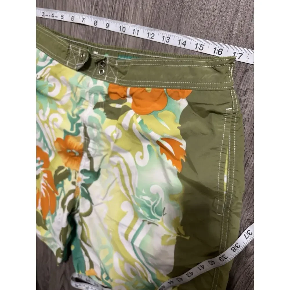 Tommy Bahama Swim Trunks Men’s Size L Green Orange White Floral Lined Pockets
